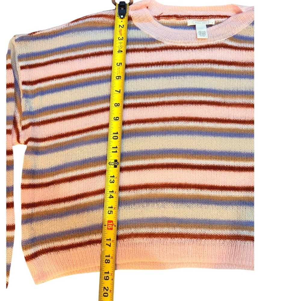 NWOT FULL TILT Striped Crewneck Pullover Sweater Pink Tan‎ Blue M grandmacore - Picture 7 of 7